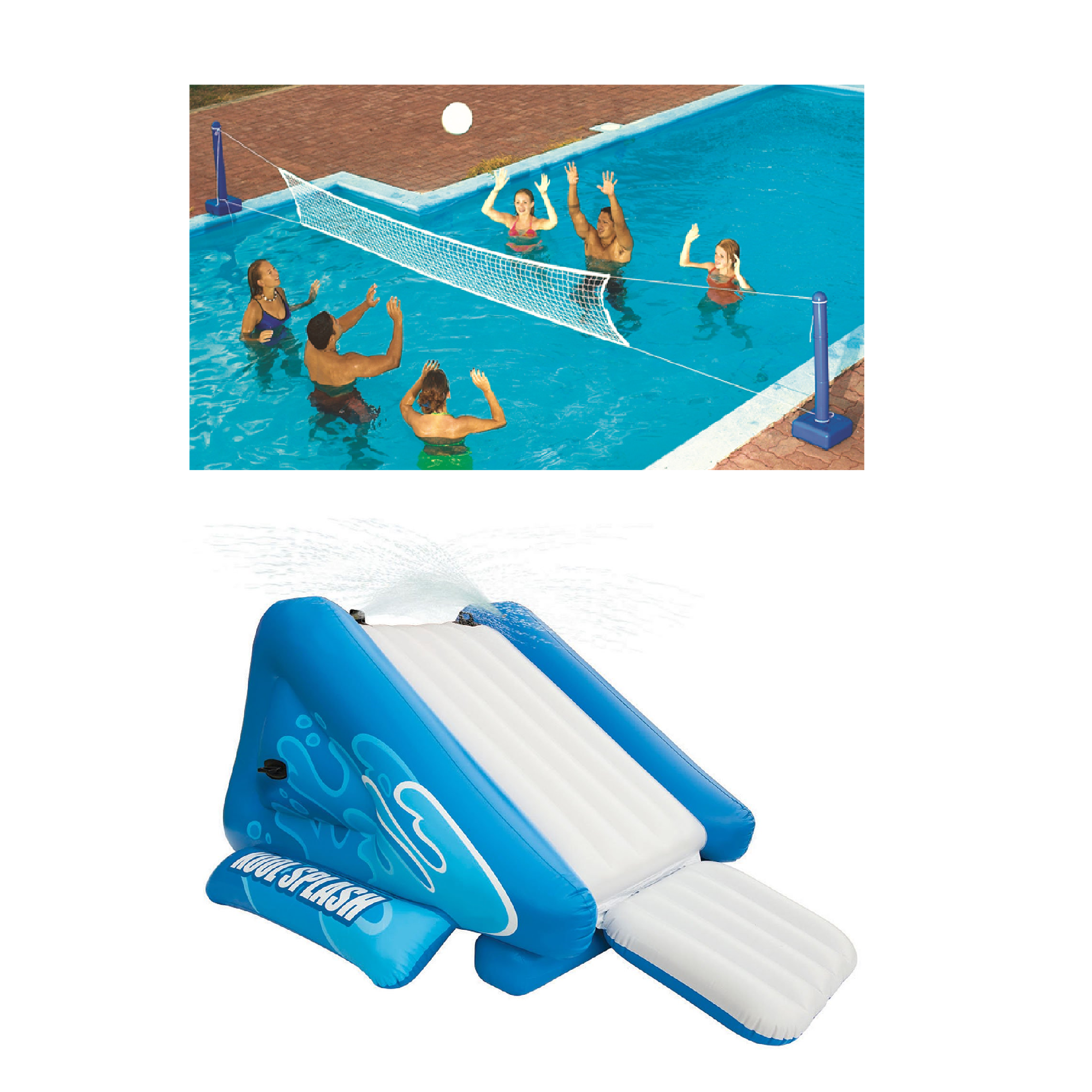 Intex Kool Splash Inflatable Play Center Swimming Pool Water Slide AccessorySwimline 9186 Cross Inground Swimming Pool Fun Volleyball Net Game Water Set