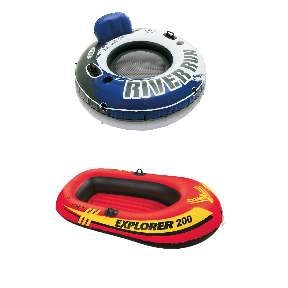 Intex Explorer 200 Inflatable 2 Person Raft w/ Intex 1-Person Inflatable Raft
