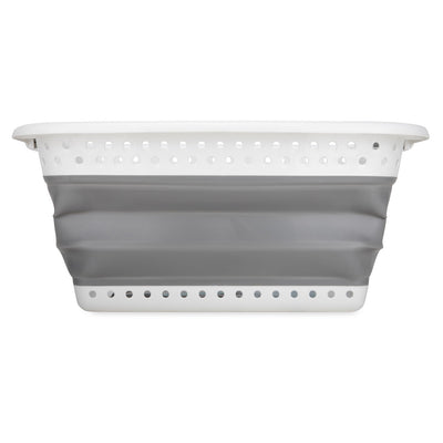 Camco Collapsible Laundry Basket, Plastic Bin with Handles, Large, White, 2 Pack
