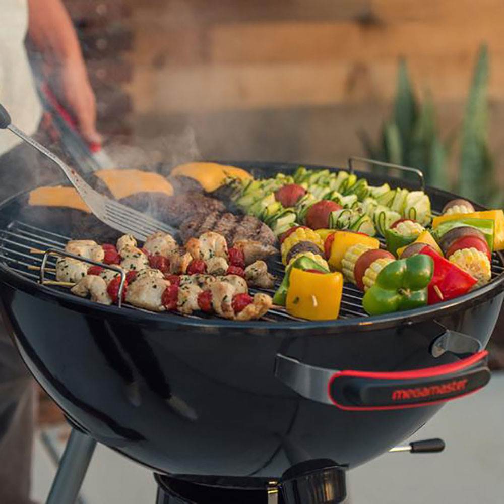 Megamaster 22.5 Inch Durable Built In Kettle Charcoal Outdoor Grill (Open Box)