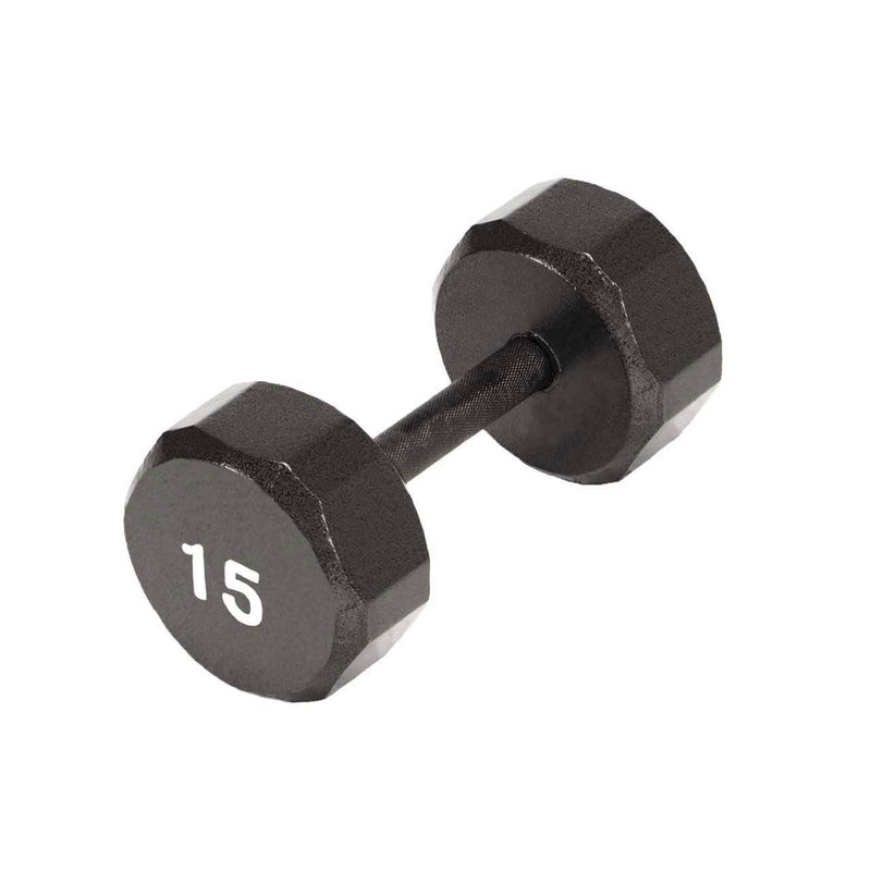 Marcy Pro TSA Hex 15 Pound Home Gym Iron Free Weight Single Dumbbell, Black (1)