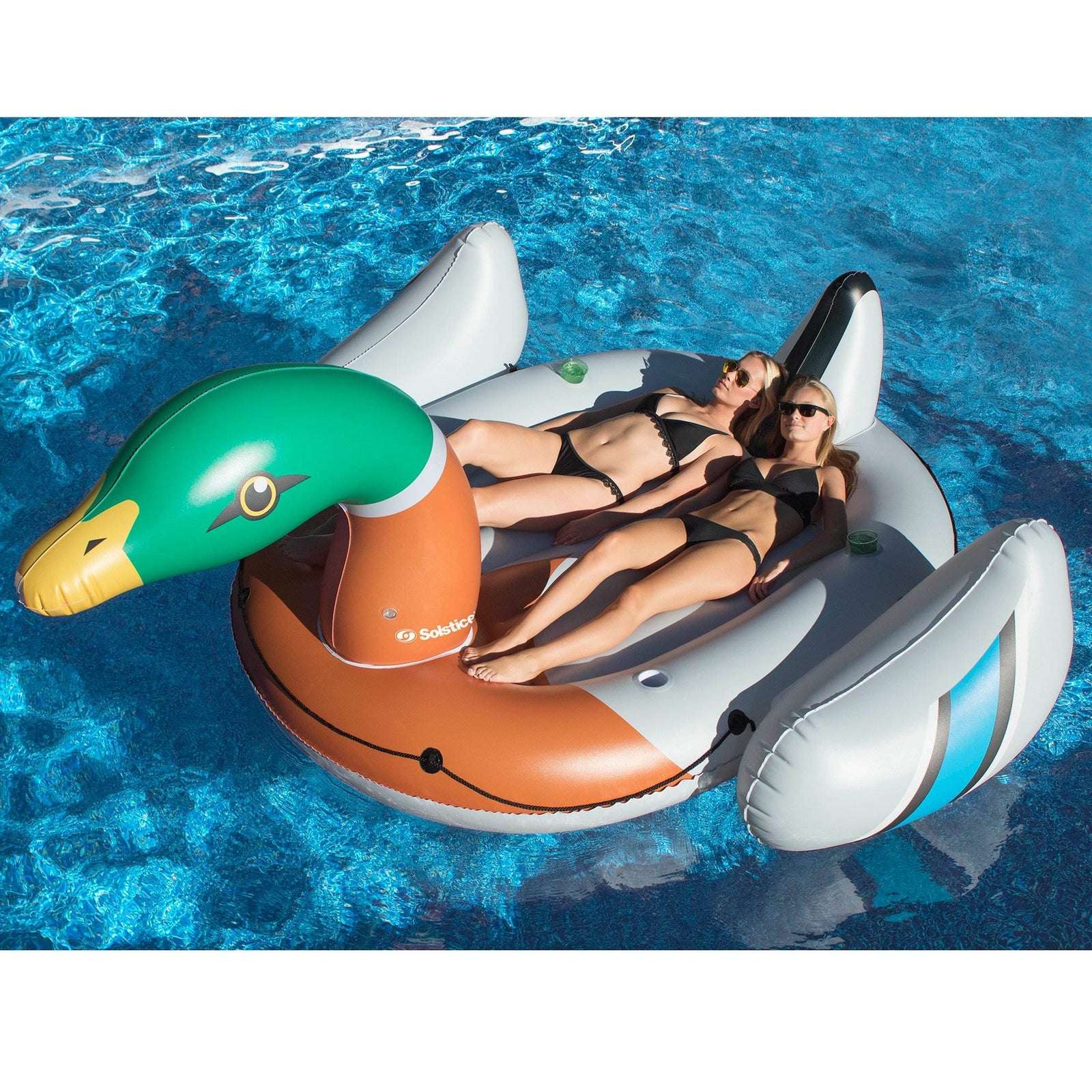 Solstice Swimline Giant Mallard Duck Inflatable Ride On Lake Pool Float Raft - VMInnovations
