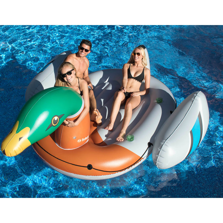 Solstice Swimline Giant Mallard Duck Inflatable Ride On Lake Pool Float Raft