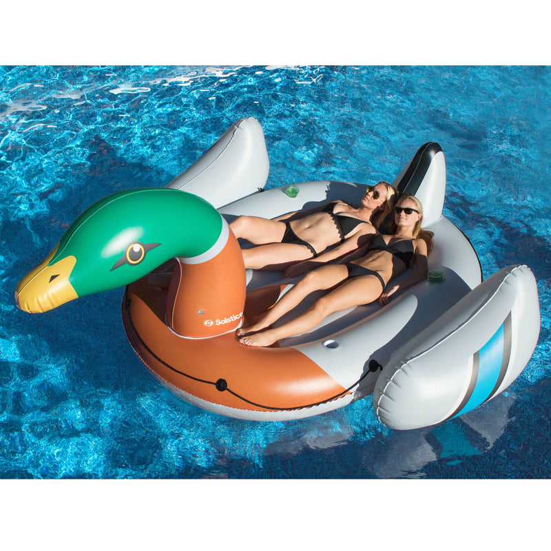 Solstice Swimline Giant Mallard Duck Inflatable Ride On Lake Pool Float Raft