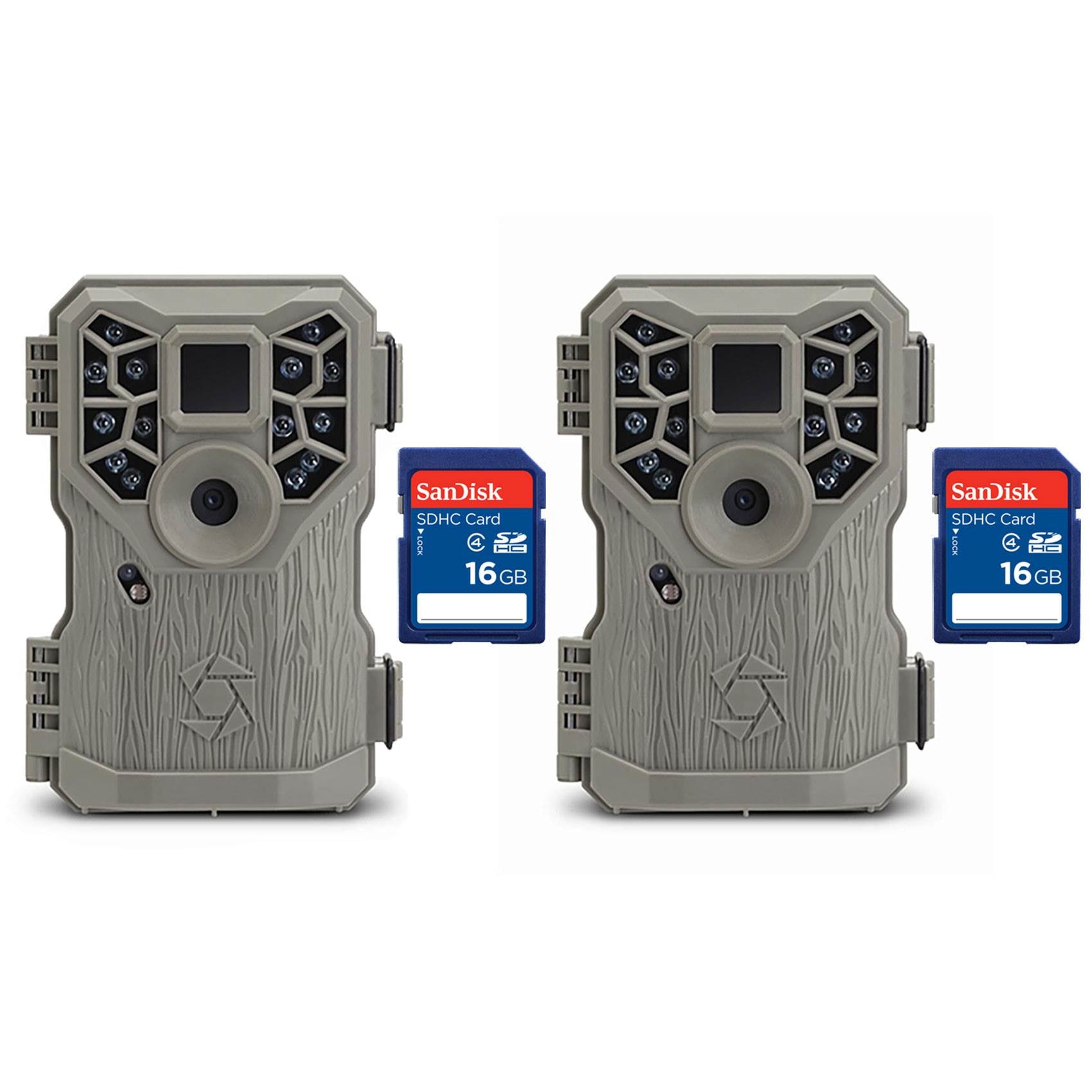 Stealth Cam 8MP 14 IR Emitter Game Trail Camera with Video and SD Card (2 Pack)