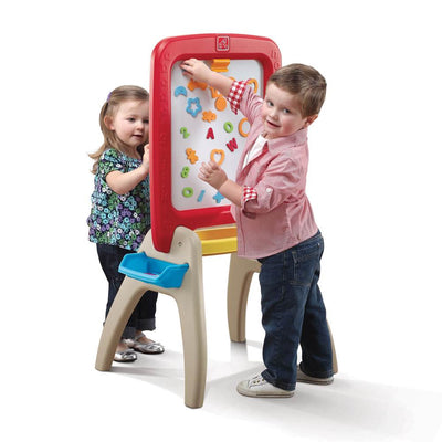Step2 Plastic All Around Art & Letter Easel for 2 with Magnetic Letter Set, Pink