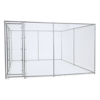 Lucky Dog 10' x 10' Chain Link Dog Kennel (2 Pack) & Waterproof Roof (2 Pack) - VMInnovations