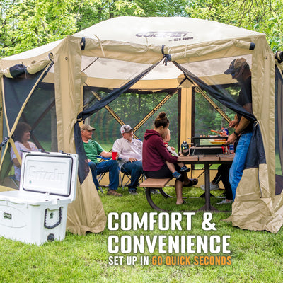 CLAM Quick-Set Escape Portable Outdoor Gazebo Canopy, Tan (Open Box) - VMInnovations