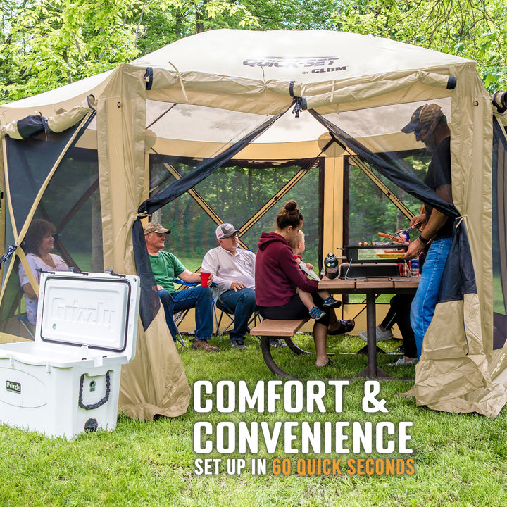 CLAM Quick-Set Escape Portable Outdoor Gazebo Canopy, Tan (Open Box) - VMInnovations