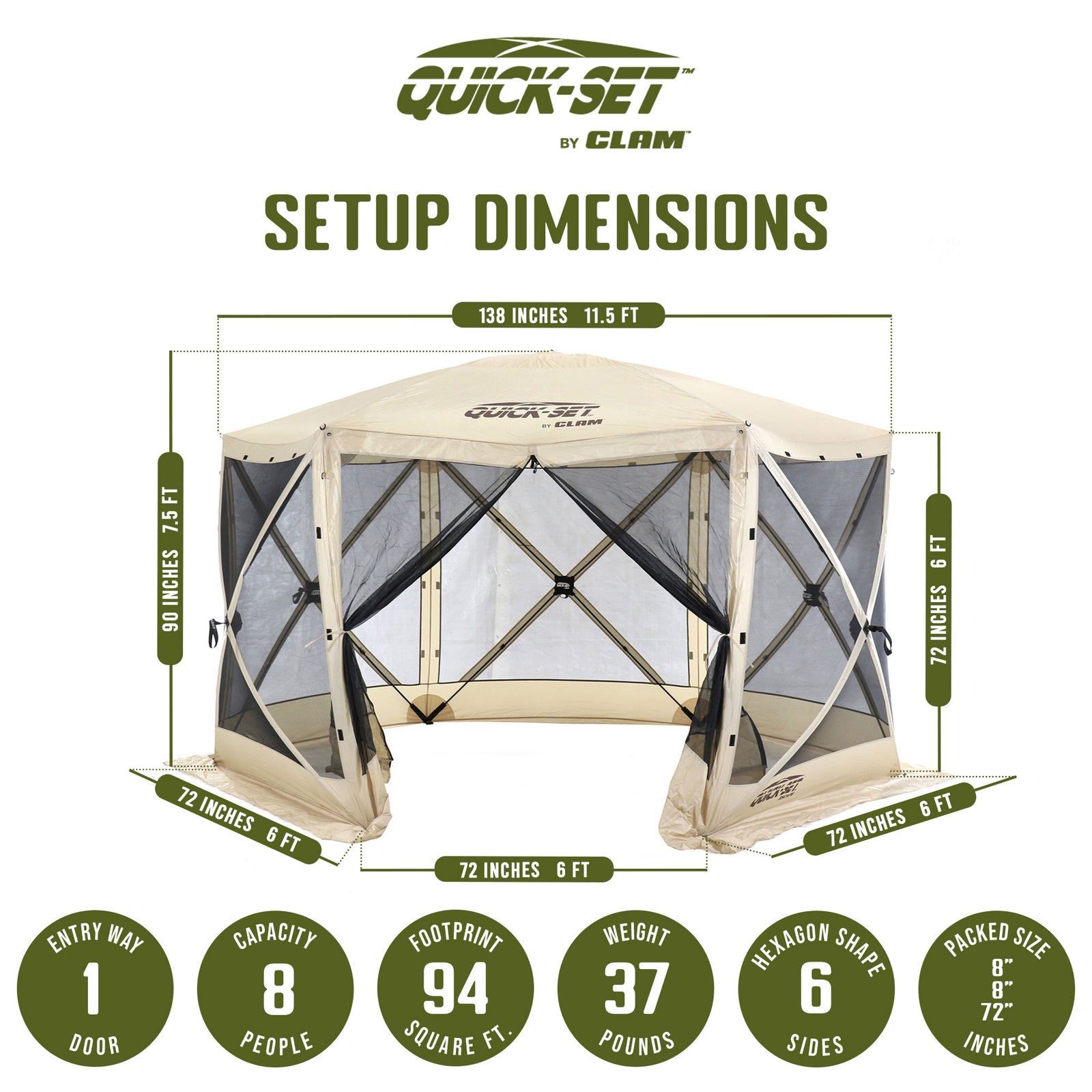 CLAM Quick-Set Escape Portable Outdoor Gazebo Canopy, Tan (Open Box) - VMInnovations