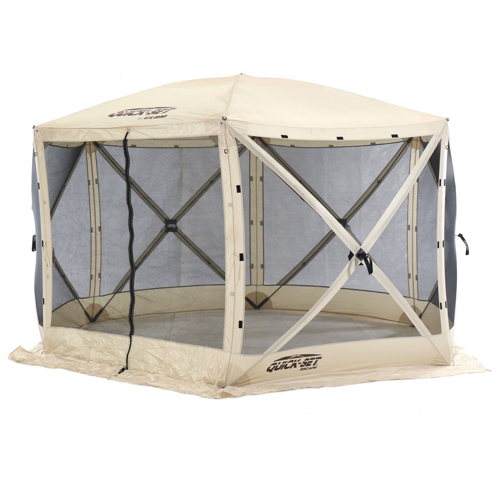 CLAM Quick-Set Escape Portable Outdoor Gazebo Canopy, Tan (Open Box) - VMInnovations