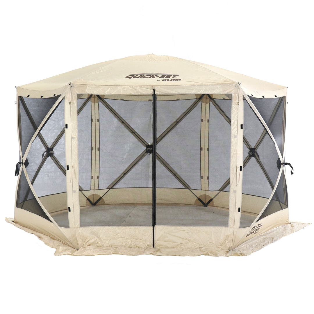 CLAM Quick-Set Escape Portable Outdoor Gazebo Canopy, Tan (Open Box) - VMInnovations
