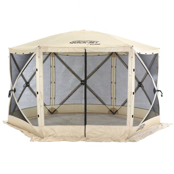 CLAM Quick-Set Escape Portable Outdoor Gazebo Canopy, Tan (Open Box) - VMInnovations