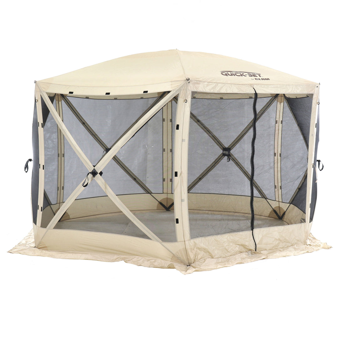 CLAM Quick-Set Escape Portable Outdoor Gazebo Canopy, Tan (Open Box) - VMInnovations