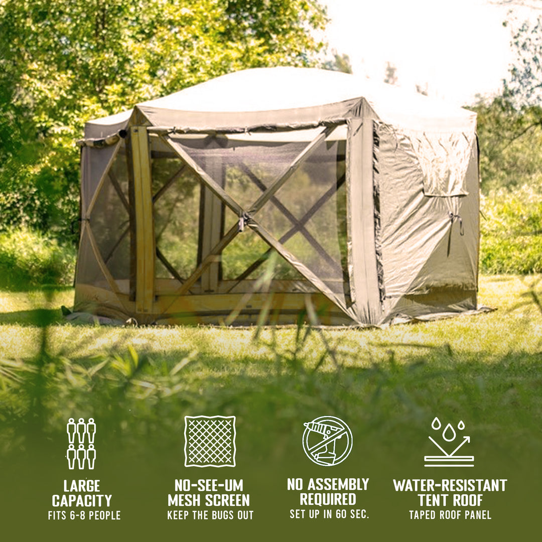 CLAM Quick-Set Escape Portable Outdoor Gazebo Canopy, Tan (Open Box) - VMInnovations