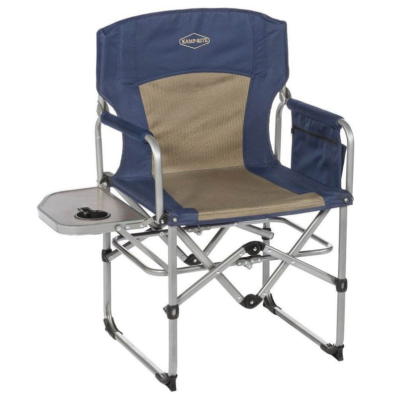 Kamp-Rite Compact Directors Outdoor Supportive Fold Chair w/ Side Table (2 Pack)