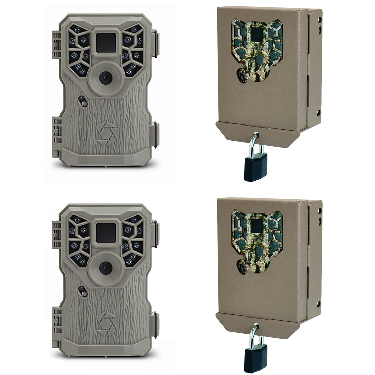 Stealth Cam 8MP 14 IR Emitter Hunting Game Trail Camera & Security Box (2 Pack)
