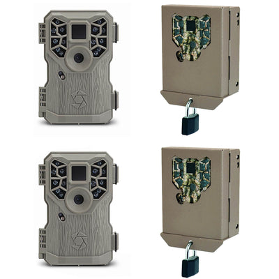 Stealth Cam 8MP 14 IR Emitter Hunting Game Trail Camera & Security Box (2 Pack)