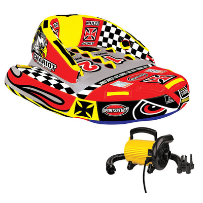 SportsStuff Chariot Warbird 2 Towable 2 Rider Water Tube with 110V Electric Pump - VMInnovations
