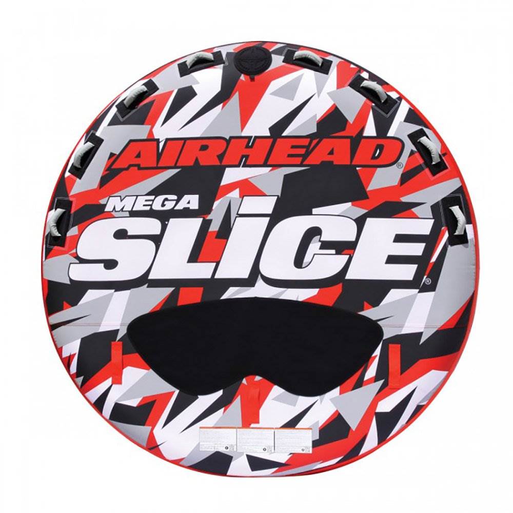 Airhead Mega Slice Inflatable 4 Rider Raft with Tow Rope Buoy Ball and Pump