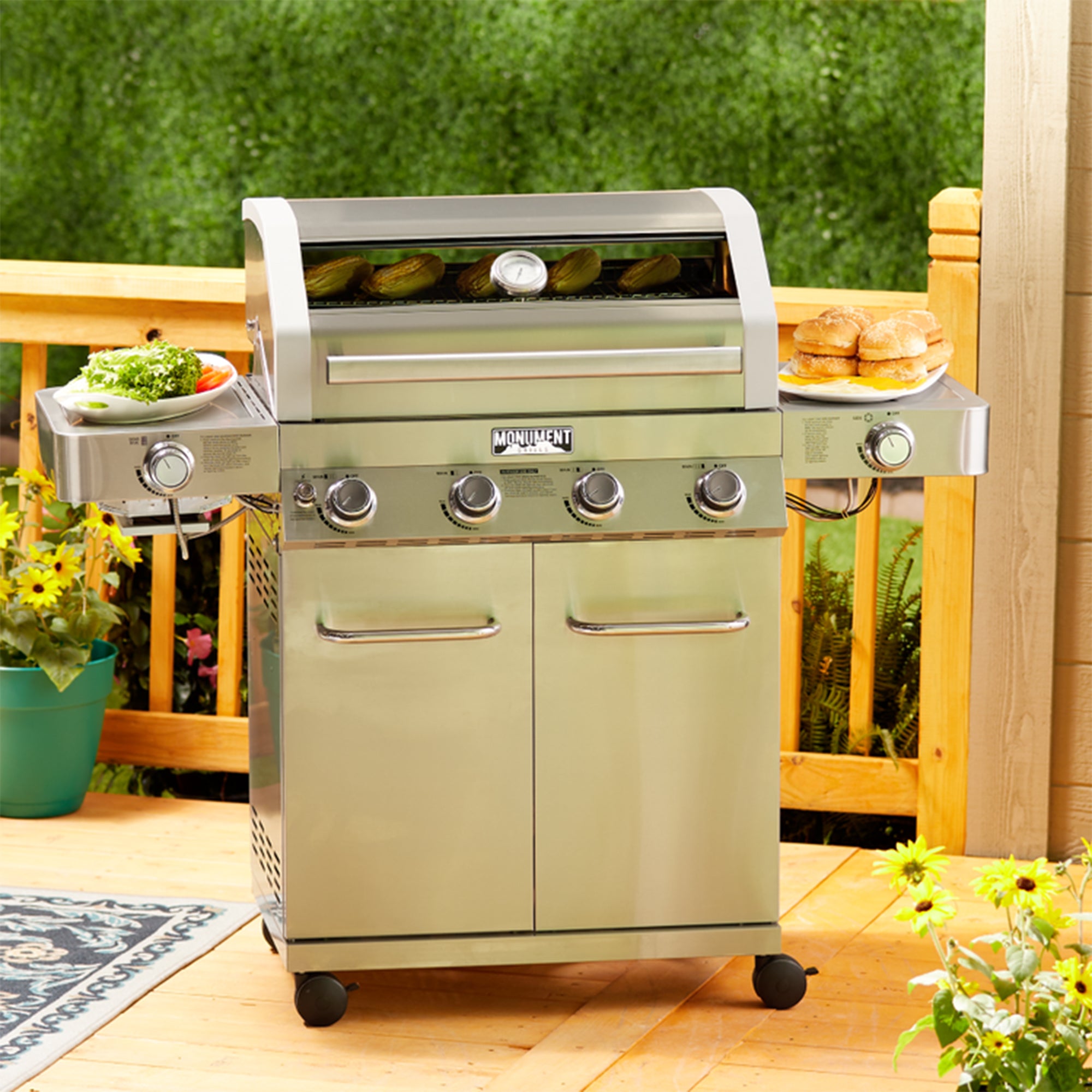 Monument Grills Clearview Lid 4 Burner w/ Side Burner Propane Grill (Open Box)