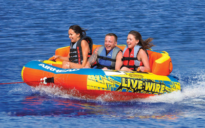 AIRHEAD Live Wire 3 Inflatable 3 Rider Tube & SportsStuff 2.5 PSI Electric Pump