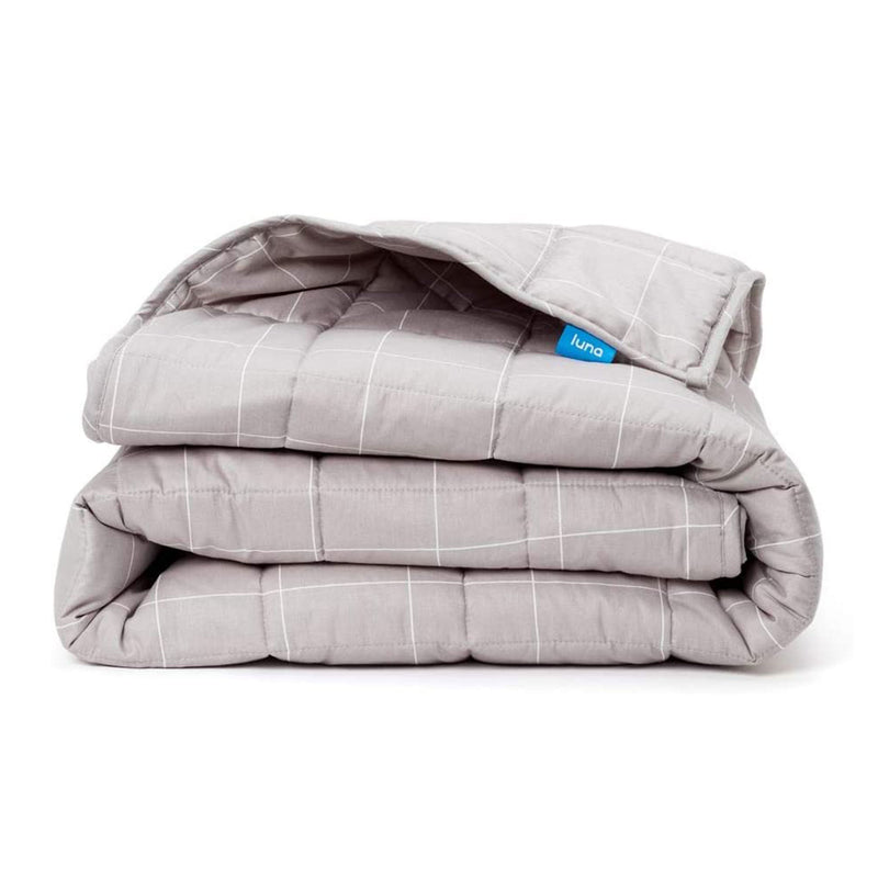 Luna Adult 20 Lb Cotton Weighted Blanket, 60 x 80 Inch, Gray/White Boxed, Queen