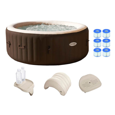 Intex PureSpa 4 Person Inflatable Spa Portable Hot Tub w/ Filters & Accessories
