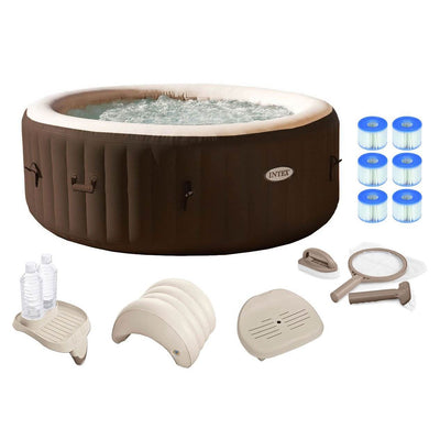 Intex PureSpa 4 Person Inflatable Hot Tub w/ Filters, Cleaning Kit & Accessories