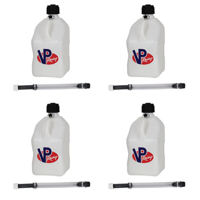 VP Racing Fuels Motorsport 5.5 Gal Utility Jug w/ 14 Inch Hose, White (4 Pack)