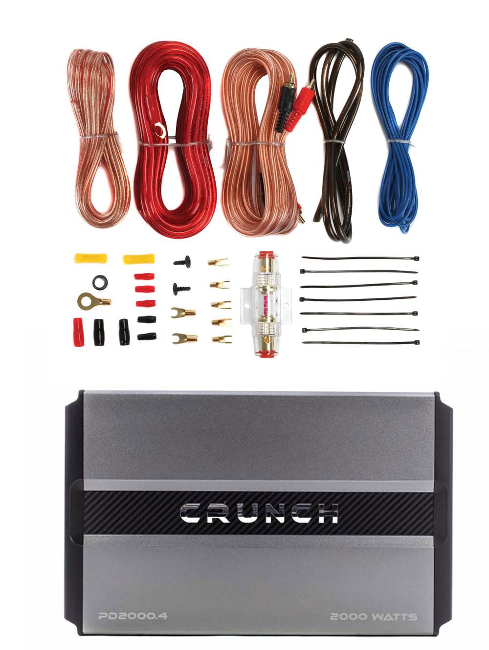 Crunch Power Drive Max 4 Channel + Soundstorm 8 Gauge Car Amp Wiring Kit