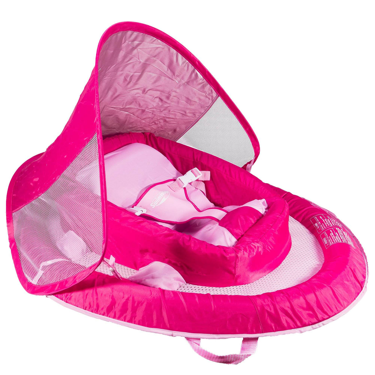 SwimWays Inflatable Infant Baby Spring Pool Float w/ Canopy, Pink (Open Box)