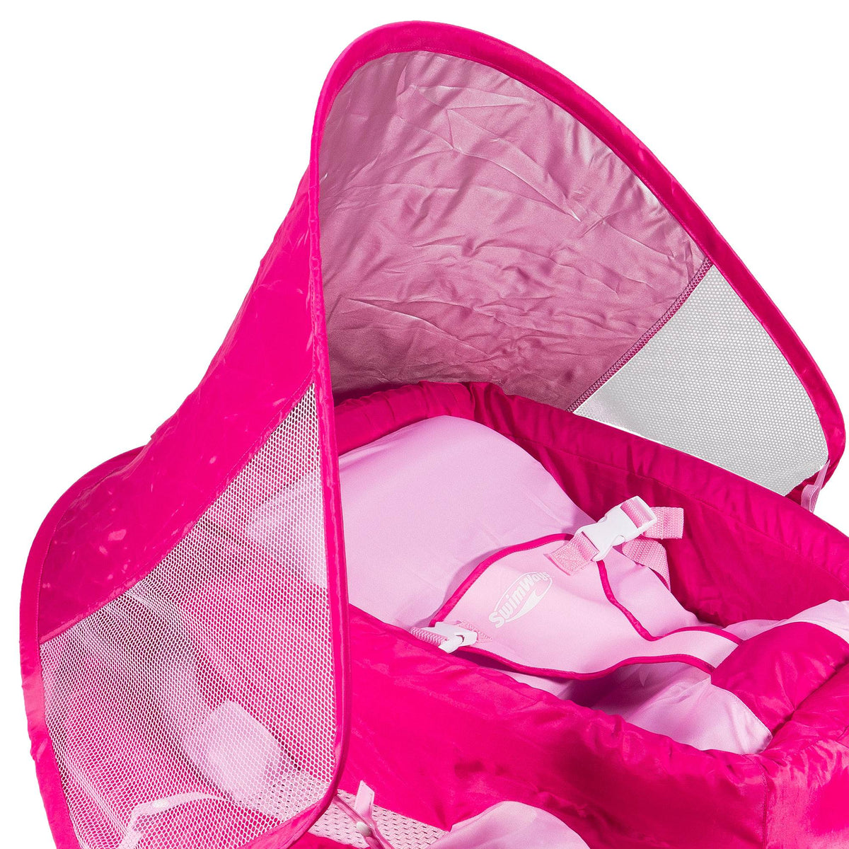SwimWays Inflatable Infant Baby Spring Pool Float w/ Canopy, Pink (Open Box)