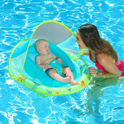 SwimWays Inflatable Infant Baby Spring Pool Float w/ Canopy, Pink (Open Box)