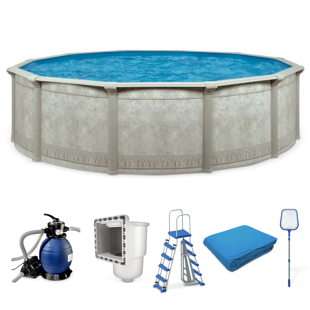 Aquarian Khaki Venetian 18ft x 52in Backyard Above Ground Swimming Pool Package