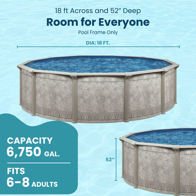 Aquarian Khaki Venetian 18ft x 52in Backyard Above Ground Swimming Pool Package