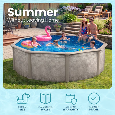 Aquarian Khaki Venetian 18ft x 52in Backyard Above Ground Swimming Pool Package