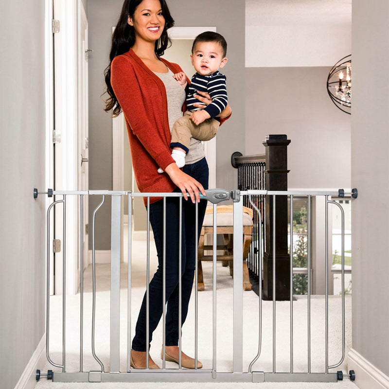 Regalo 49 Inch Easy Step Extra Wide Walk Thru Baby and Pet Safety Gate, Platinum