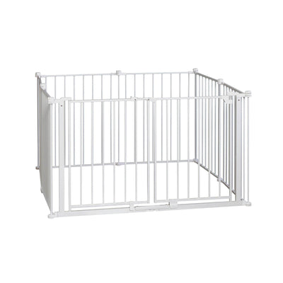Regalo 8 Panel Metal Frame Double Door Super Wide Baby Gate & Play Yard, White - VMInnovations