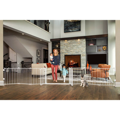 Regalo 8 Panel Metal Frame Double Door Super Wide Baby Gate & Play Yard, White - VMInnovations