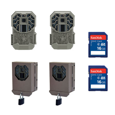 Stealth Cam Game Camera (2 Pack) + Camera Box (2 Pack) + SanDisk 16GB (2 Pack)