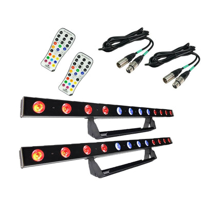 Chauvet DJ Light Bar (2 Pack) + Remote Control (2 Pack) + 10' Cable (2 Pack)