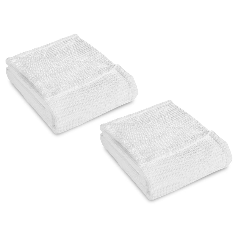 Elite Home 108 x 90 Inch Grand Hotel Thermal Throw Blanket, King, White (2 Pack)