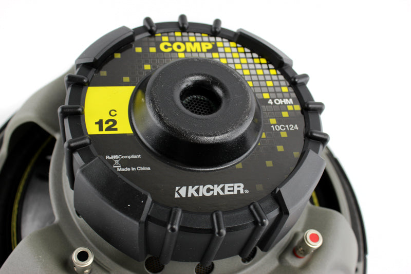 Kicker 12" 600W Subwoofers (2), GMC Dual Sub Box, Car Amplifier, and Wiring Kit