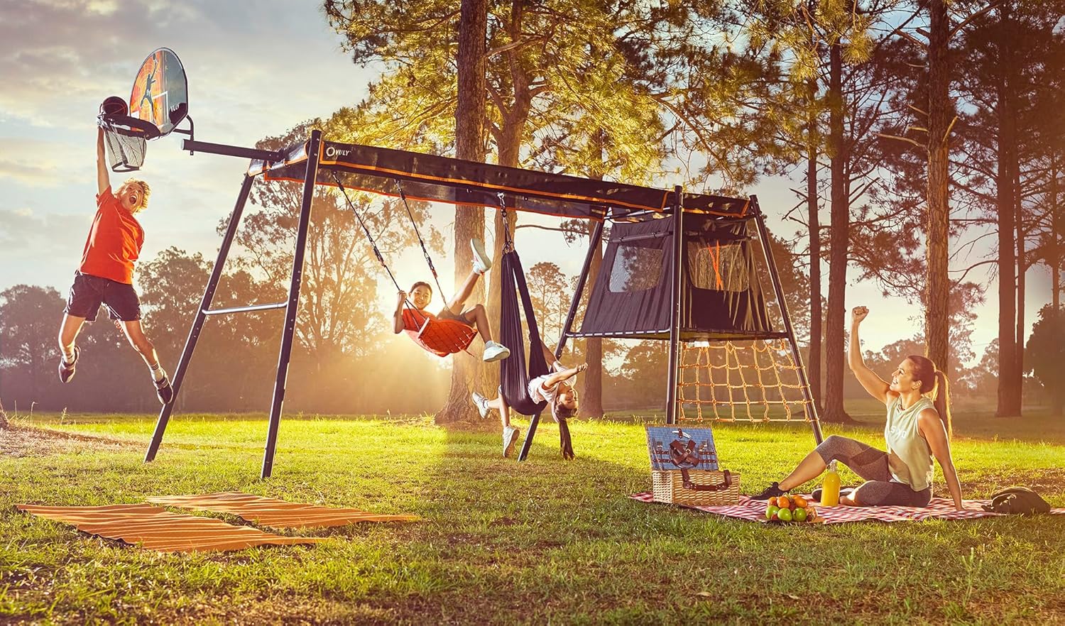 Swing Set Upsize Kit (2 Pack)  + Max Swingset Box A (2 Pack)  + Max Swingset Box B + Max Shade Cover (L) + Nest Swing + Bungee Rope + Bounce Swing only (no bungee) + Spin Swing - VMInnovations