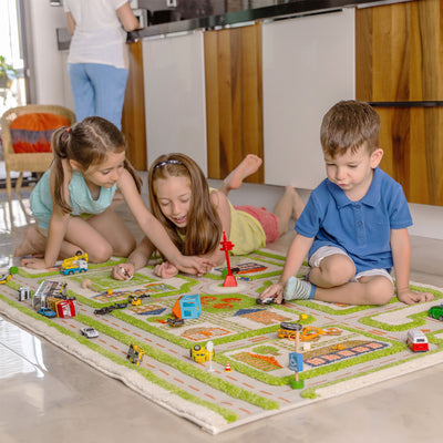IVI 3D Play Carpet 59 x 39-inch Green Traffic Floor Rug Mat for Kids, Medium - VMInnovations