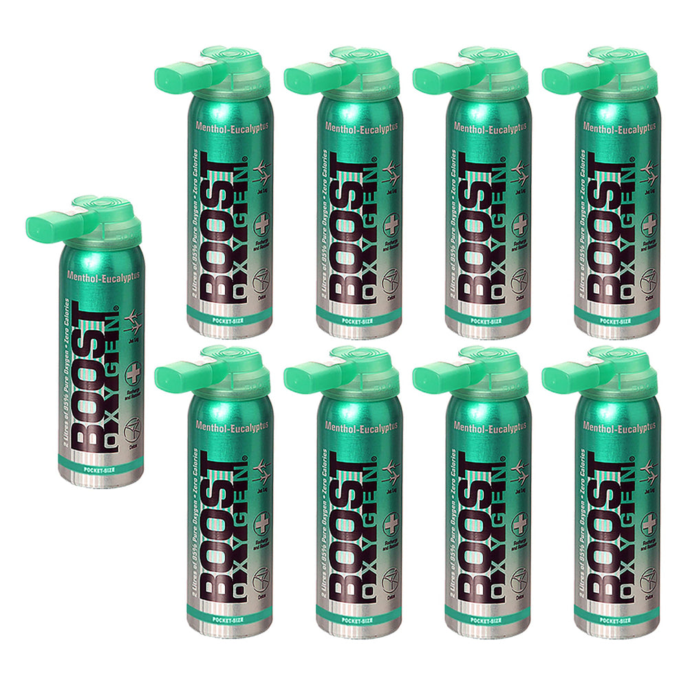 Boost Oxygen Canned 2-Liter Natural Oxygen Canister, Menthol Eucalyptus (9 Pack)