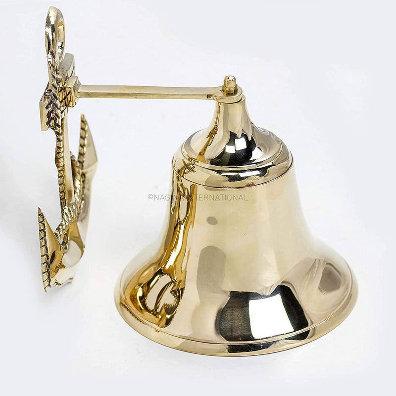 Nagina International 9 Inch Premium Polished Brass Decorative Anchor Bell, Gold