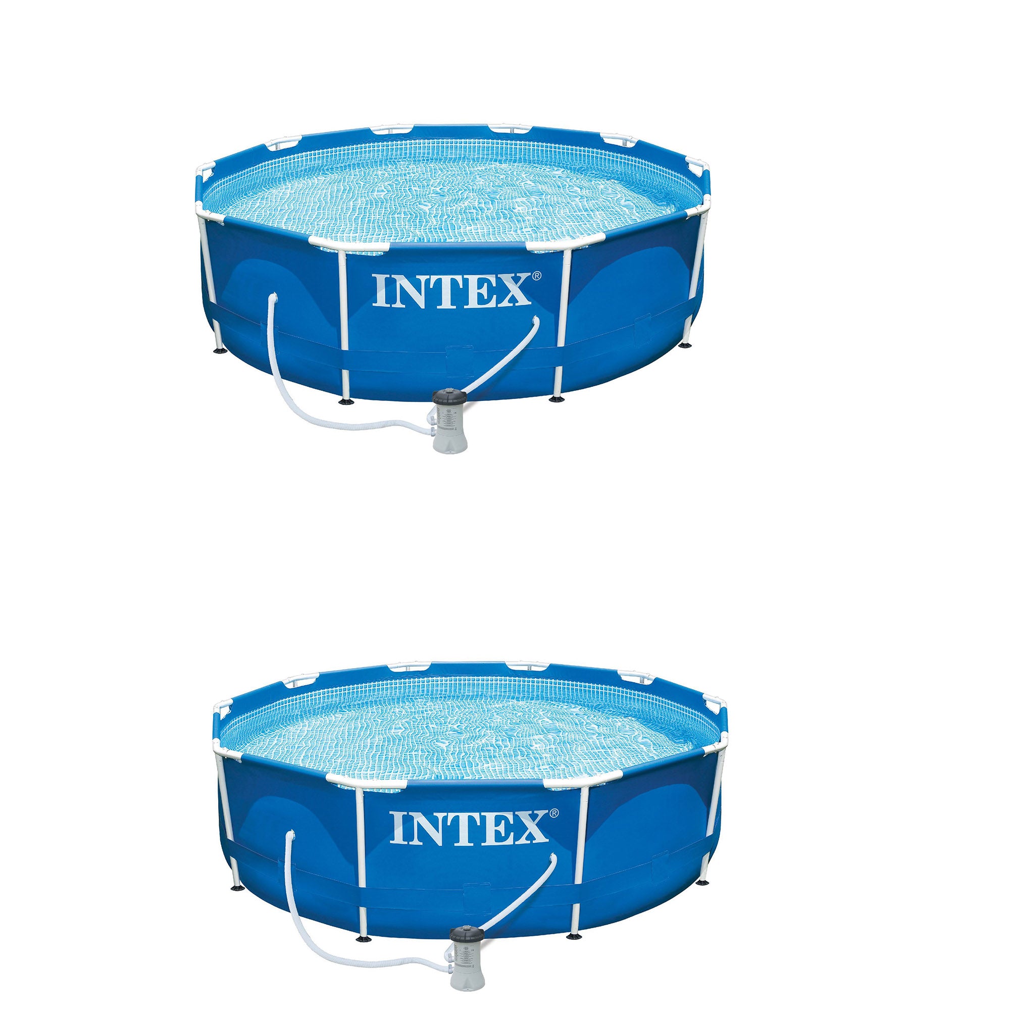 Intex 10ft x 30in Metal Frame Above Ground Pool Set with Filter Pump (2 Pack) - VMInnovations