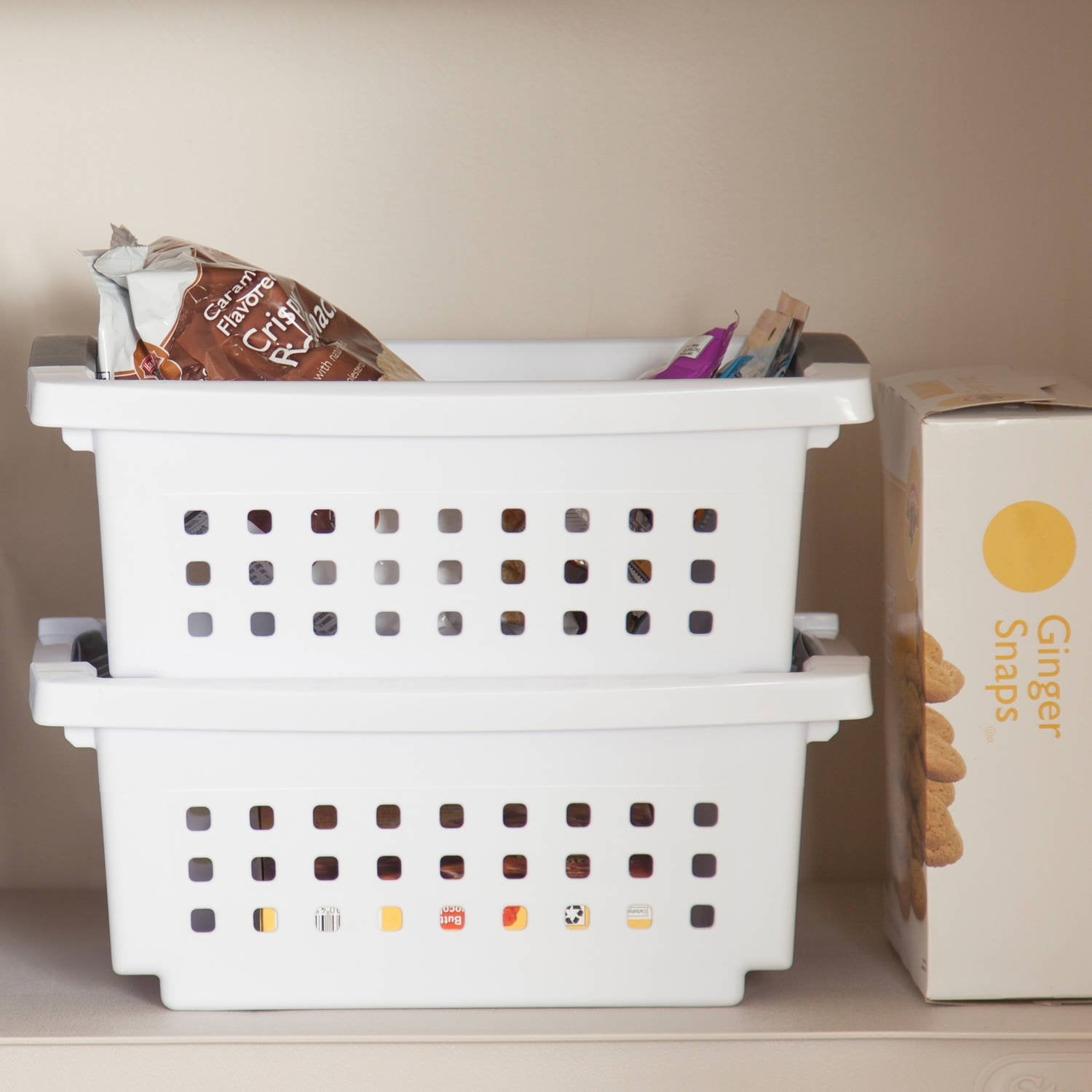 Sterilite 16608006 Small Stacking Basket with Titanium Accents, White (48 Pack)